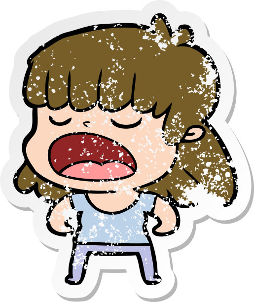 一个卡通女人大声说话的痛苦贴纸图片下载