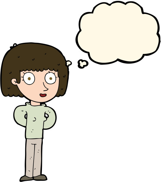 有思想泡泡的卡通凝视女人图片下载