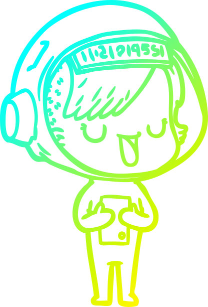 冷梯度线绘制的卡通宇航员妇女图片下载