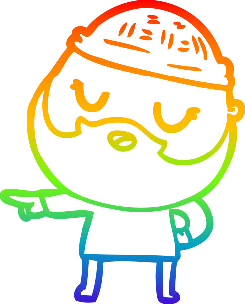 彩虹渐变线画一个可爱的卡通男人的胡子图片下载
