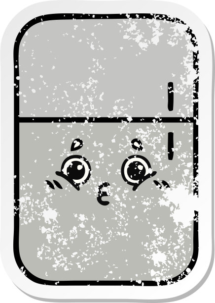 一个可爱的卡通冰箱冷冻室的心疼贴纸图片下载