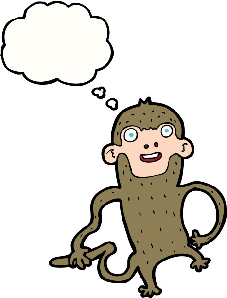 带有思想泡泡的卡通猴子图片下载
