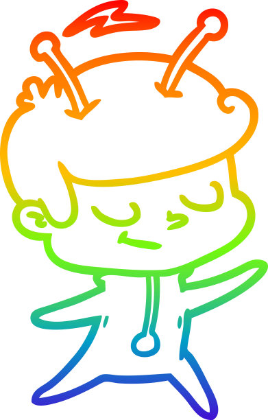 彩虹渐变线绘制一个友好的卡通宇航员跳舞图片下载