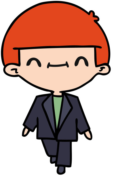 手绘卡通可爱的卡哇伊男孩在西装图片下载