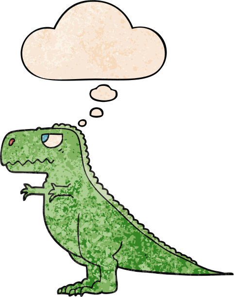 卡通恐龙与垃圾质感风格的思想泡泡图片下载