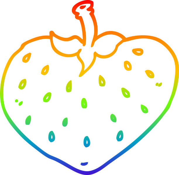 彩虹渐变线绘制的卡通草莓图片下载