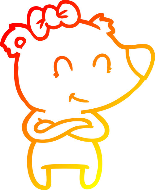 温暖的梯度线绘制的雌性北极熊卡通图片下载