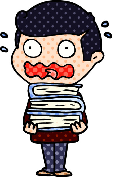 拿着书本，压力巨大的卡通男人图片下载