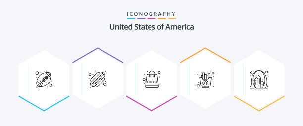 美国25线图标包包括门拱钱图片下载