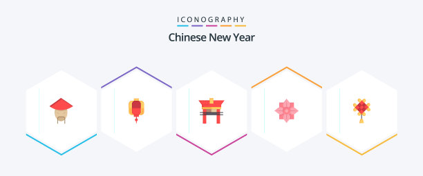 中国农历新年25平图标包包括图片下载