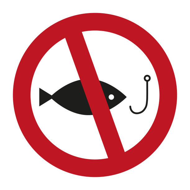 禁鱼钩。禁止捕鱼标志。矢量插图。图片下载