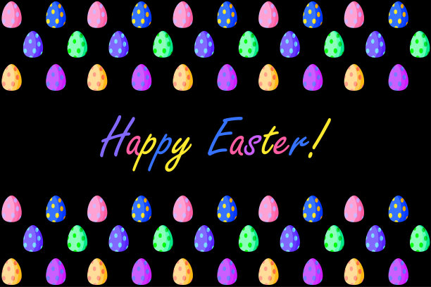 彩色鸡蛋黑色背景。春天的装饰。矢量插图。图片下载