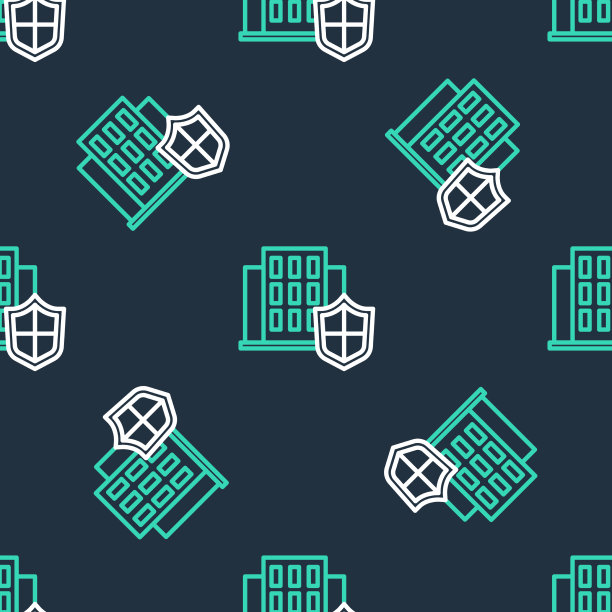 线房子与盾图标隔离无缝图片下载