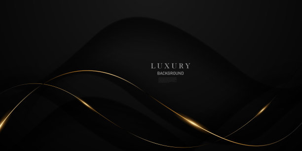 抽象的现代设计黑色背景与豪华的金色元素矢量插图。图片下载