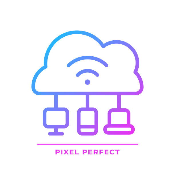 基于云的物联网像素完美梯度线性矢量图标图片下载
