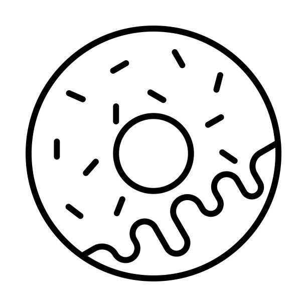 甜甜圈图标，面包房矢量，食物插图图片下载