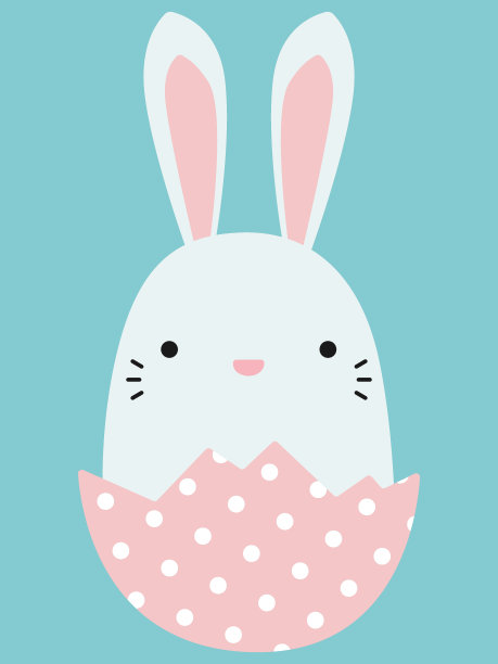 复活节兔子在蛋壳里。复活节矢量插图。图片下载