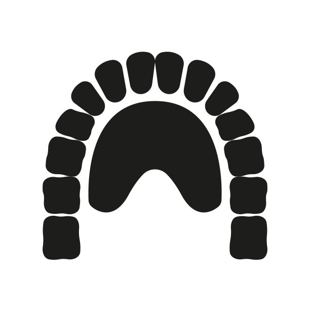 人类下巴与牙齿和舌头剪影图标。上颌骨，下颚象形文字。颚骨生理机能。牙科治疗固体标志。牙科的象征。孤立矢量图图片下载