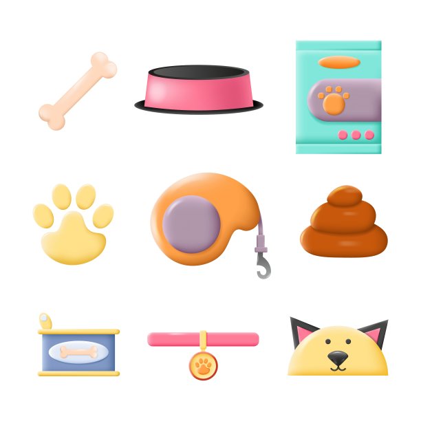 宠物店品种与狗配件矢量集图片下载