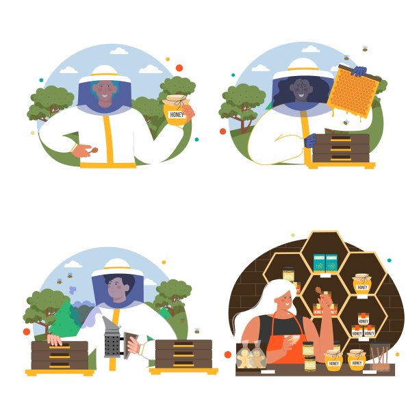 在蜂蜜生产农场工作的养蜂人图片下载