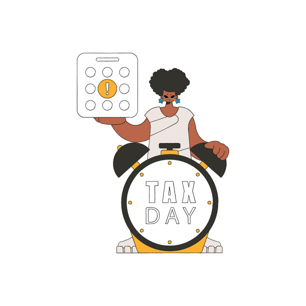 有日历和闹钟的时尚女人。纳税的话题。图片下载