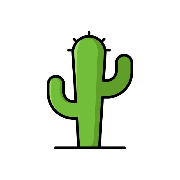 白色背景的仙人掌图标矢量设计模板图片下载