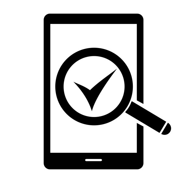 矢量插图，放大镜图标，检查标记和电话。搜索。孤立在白色背景上。图片下载