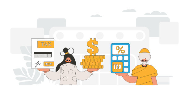 一个优雅的男孩和一个女孩正在纳税。以纳税为主题的图文插图。图片下载