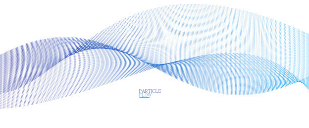 蓝色空气颗粒流动矢量设计，抽象的背景与流动的点阵列，数字未来插画，纳米技术主题。图片下载