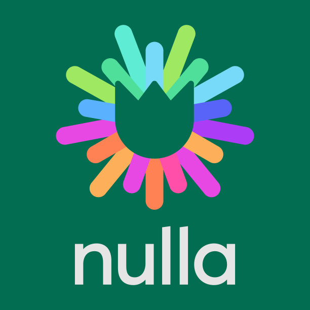 抽象的花标志与彩色线条射线周围。通用郁金香符号。平美容院橘化妆品图标。矢量图图片下载