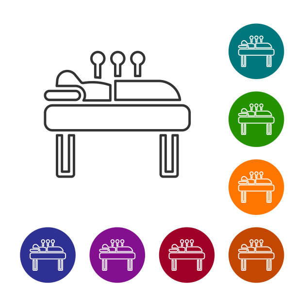 黑线针灸疗法图标隔离上图片下载