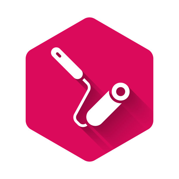 白色油漆辊刷图标孤立带长图片下载