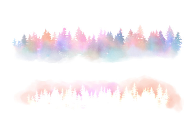 多彩的森林水彩。(圣诞图片)图片下载