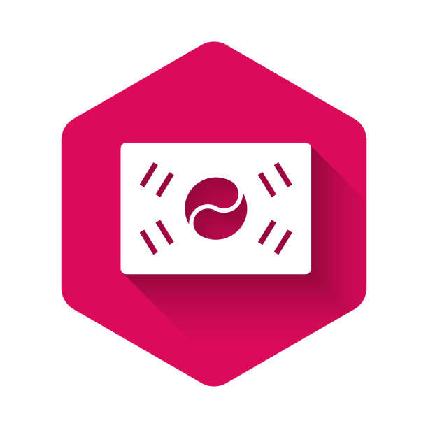 白色的韩国国旗图标孤立着长长的图片下载