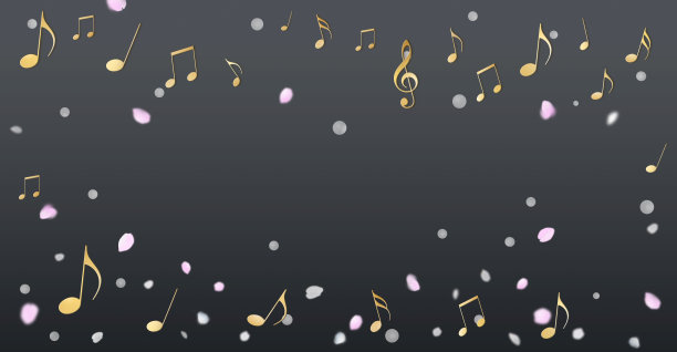 音乐与春天的图像，音符和樱花散落的背景插图图片下载