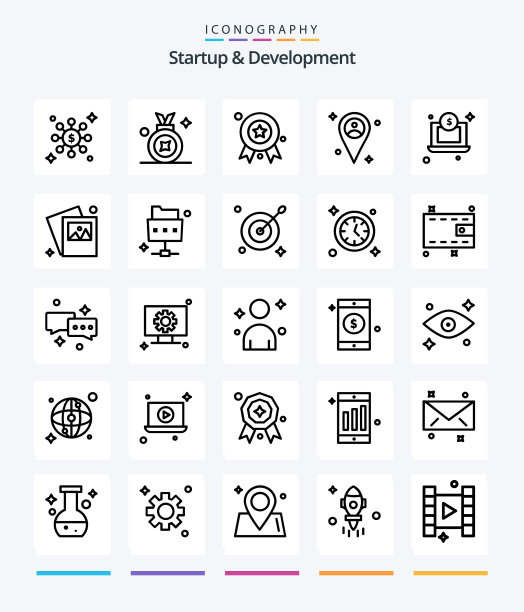 创意创业和发展25个大纲图标图片下载