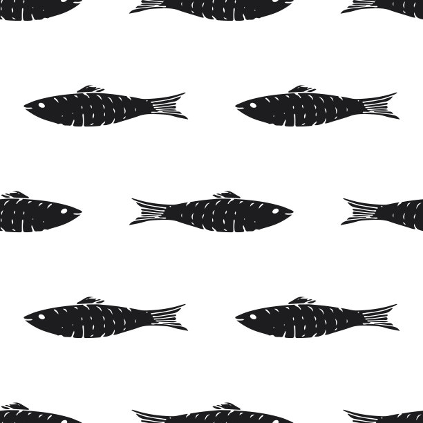 鱼无缝图案。鱼卡通涂鸦，矢量插图图片下载