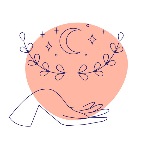 神秘的手，星星，月亮和树枝。婚礼、纹身、时尚封面的设计元素图片下载