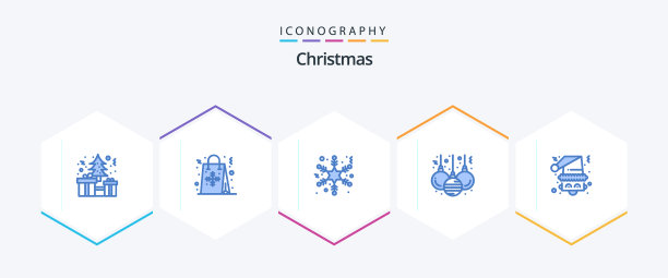 圣诞节25蓝色图标包包括圣诞老人图片下载