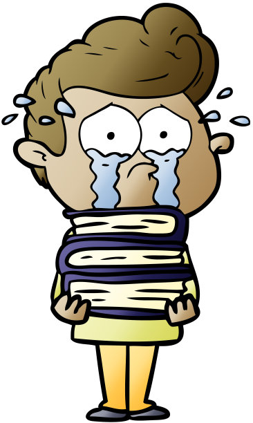 漫画哭泣的学生和一堆书图片下载