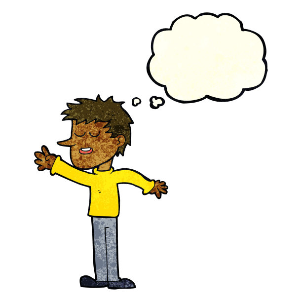 卡通快乐的人伸出思想泡泡图片下载