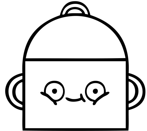 一个烹饪锅的线条漫画图片下载