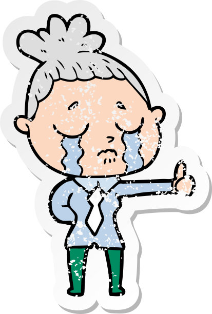 悲伤的贴纸卡通哭泣的女商人图片下载