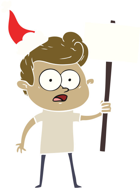 手绘扁平风男子圣诞帽插画图片下载