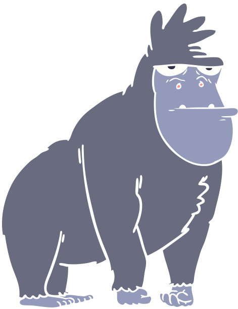 平面彩色风格的卡通大猩猩图片下载