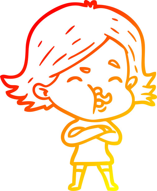 温暖的梯度线绘制卡通女孩拉脸图片下载