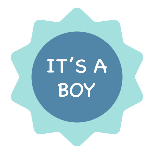 婴儿男孩可爱的性别派对对象卡通涂鸦儿童剪纸为婴儿淋浴邀请卡幼儿室装饰海报图片下载