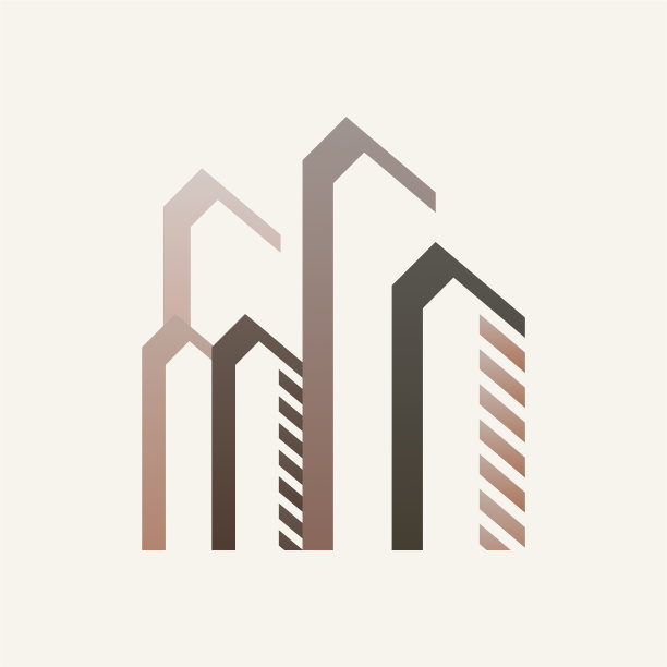 优雅，简单和极简的摩天大楼标志设计图片下载