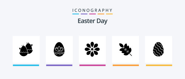 复活节象形文字5图标包包括春天的叶子图片下载