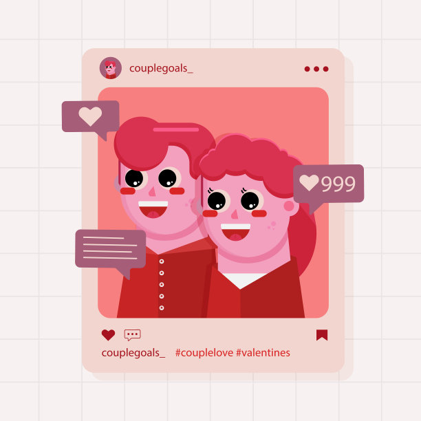 情人节情侣在社交媒体上发帖图片下载